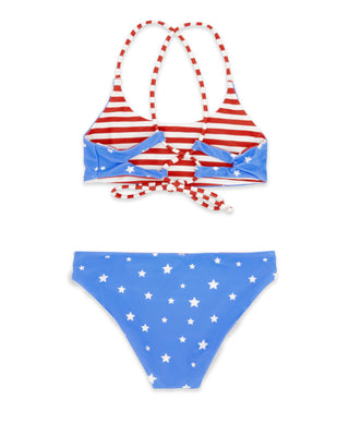 Feather 4 Arrow Waverly Reversible Bikini in true red, featuring a stylish swimwear design with a reversible pattern.