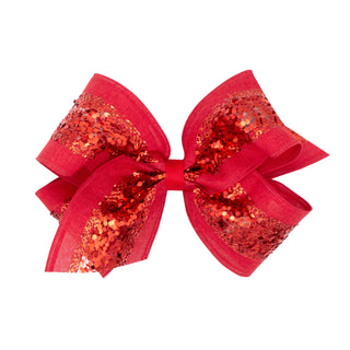 Red Wee Ones King Linen and Sequin Hair Bow