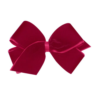 Cardinal Wee Ones King Satin Lined Velvet Hair Bow on Clippie