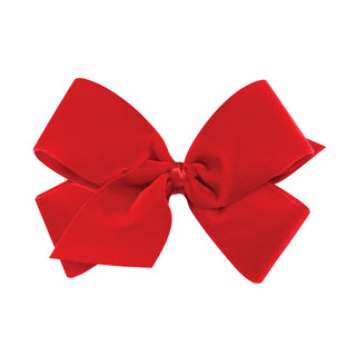 Red Wee Ones King Satin Lined Velvet Hair Bow on Clippie