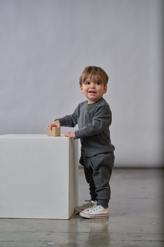 Little Bipsy Long Sleeve Ribbed Tee - Heathered Charcoal