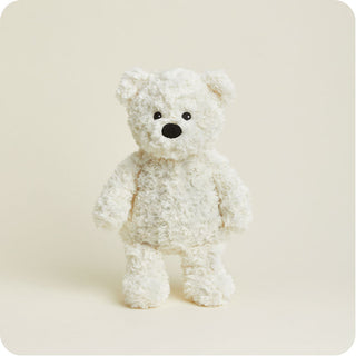Cream Curly Bear Warmies
White teddy bear on a beige background