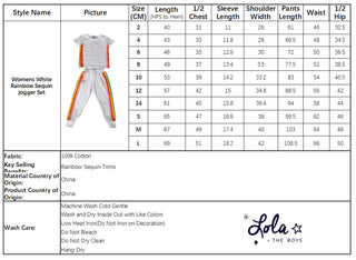 Lola & the Boys, Lola and The Boys Rainbow Sequin Jogger Set - White - Basically Bows & Bowties