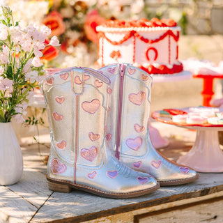 Wild & Rae Moonlit Lovestruck cowgirl boots with intricate stitching and leather finish, stylish Western footwear for women.