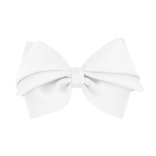 White Wee Ones small pleated grosgrain hair bow attached to a clip, perfect for baby's or toddler's hair accessories.
