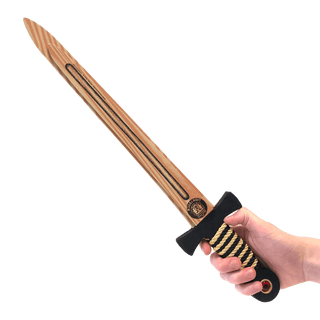 Liontouch Sword - WoodyLion: Gold/Black
Wooden sword with a hand holding it on a transparent background