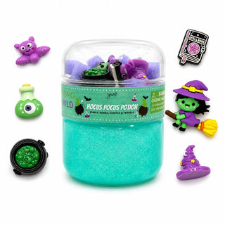 Young Wild and Friedman Slime - Hocus Pocus Potion
Halloween-themed toy set with a jar labeled 'Hocus Pocus Potion' surrounded by small toys on a white background.