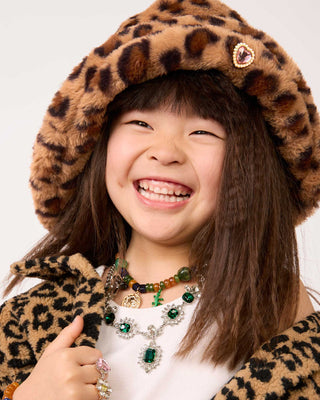 Super Smalls Jungle Jeweled Bucket Hat
Child wearing a leopard print hat and coat with a white background