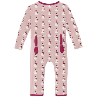 KicKee Pants Baby Rose Tiny Snowman Coverall with 2 Way Zipper, KicKee Pants, All Things Holiday, Baby Rose Tiny Snowman, cf-type-coverall, cf-vendor-kickee-pants, Christmas, Christmas Pajama