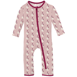 KicKee Pants Baby Rose Tiny Snowman Coverall with 2 Way Zipper, KicKee Pants, All Things Holiday, Baby Rose Tiny Snowman, cf-type-coverall, cf-vendor-kickee-pants, Christmas, Christmas Pajama