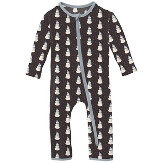 KicKee Pants Midnight Tiny Snowman Coverall with 2 Way Zipper, KicKee Pants, All Things Holiday, cf-type-coverall, cf-vendor-kickee-pants, Christmas, Christmas Pajamas, Coverall, Coverall wit