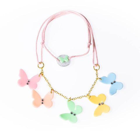 Lilies & Roses, Lilies & Roses Pastel Multi Butterfly Necklace - Basically Bows & Bowties