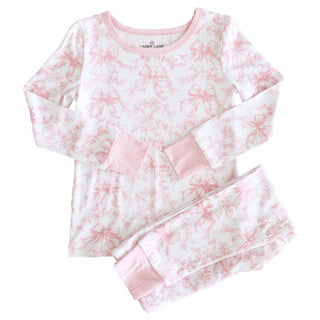 Caden Lane Two Piece Pajama Set with fancy frills, featuring a soft top and matching bottoms, perfect for comfortable sleepwear.