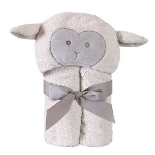 Stephan Baby Hooded Towel - Lamb
Hooded towel shaped like a lamb with a gray bow on a white background