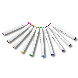 Air Color Air Brush Replacement Markers (Set of 10)
Set of white markers with colored caps on a white background