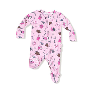 Angel Dear 2 Way Ruffle Back Zipper Footie - Game Day Pink