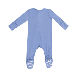 Angel Dear 2 Way Solid Zipper Footie - Country Blue