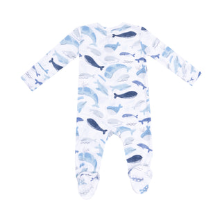 Angel Dear 2 Way Zipper Footie - Blue Whales