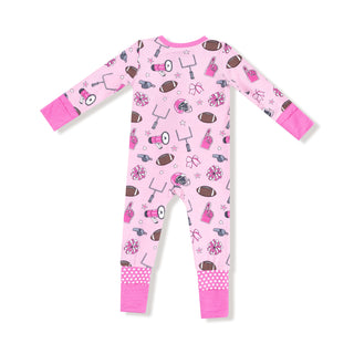 Angel Dear, Angel Dear 2 Way Zipper Romper - Game Day Pink - Basically Bows & Bowties