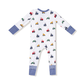 Angel Dear, Angel Dear 2 Way Zipper Romper - Mini Tractors - Basically Bows & Bowties