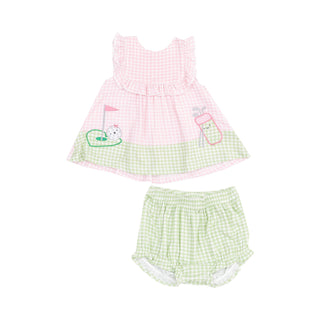 Angel Dear Applique Ruffle Top and Bloomer Set - Golf