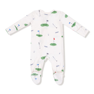 Angel Dear Footie with Zipper - All Fore Golf
Baby onesie with golf-themed print on a white background