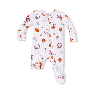 Angel Dear Footie with Zipper - Basketball
Baby onesie with sports-themed pattern on a white background