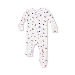 Angel Dear Footie with Zipper - Footballs and Stars
Baby onesie with football pattern on a white background