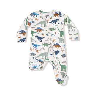 Angel Dear Footie with Zipper - Washy Dinos
Baby onesie with dinosaur pattern on a white background