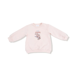 Angel Dear French Terry Oversize Sweatshirt & Bell Bottom Set - Future Cowgirl
Pink sweatshirt with 'Future Cowgirl' text and cowgirl boot graphic on a white background