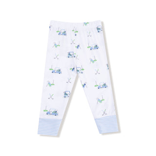 Angel Dear Long Sleeve Loungewear Set - Baby Golf Carts Blue
Children's leggings with golf-themed pattern on a white background