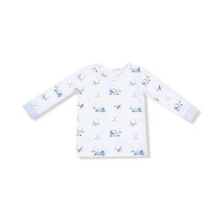 Angel Dear Long Sleeve Loungewear Set - Baby Golf Carts Blue
Children's long-sleeve shirt with car pattern on a white background