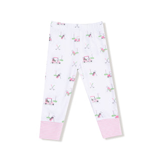 Angel Dear Long Sleeve Loungewear Set - Baby Golf Carts Pink
White leggings with pink accents and golf-themed pattern on a white background
