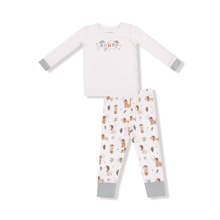 Angel Dear Long Sleeve Loungewear Set - Cowboy Dogs
Children's pajama set with long-sleeve top and pants on a white background