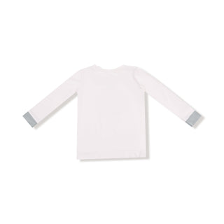 Angel Dear Long Sleeve Loungewear Set - Cowboy Dogs
White long-sleeve shirt with gray cuffs on a white background