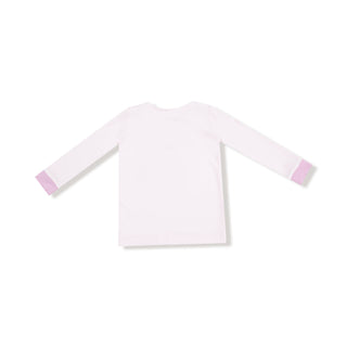 Angel Dear Long Sleeve Loungewear Set - Cowgirl Dogs
White long-sleeve shirt with pink accents on a white background