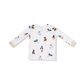 Angel Dear Long Sleeve Loungewear Set - Sporty Puppies
White long-sleeve shirt with dog pattern on a white background