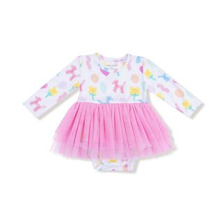 Angel Dear Long Sleeve Tutu Bodysuit - Balloon Animals Pink
Children's outfit with long-sleeve top and pink tutu skirt on a white background