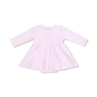 Angel Dear Cotton Jersey Stripe Bodysuit Dress - Lil Sis
Pink and white striped baby dress on a white background