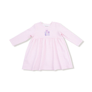 Angel Dear Organic Cotton Jersey Stripe Long Sleeve Play Dress - Big
Pink and white striped dress with text on a white background
