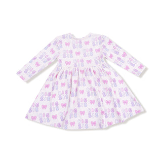 Angel Dear Twirly Long Sleeve Dress - Big Sis
White dress with pink and purple butterfly pattern on a white background