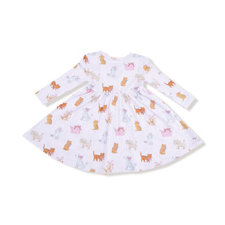 Angel Dear Twirly Long Sleeve Dress - Fancy Pets
White dress with colorful animal pattern on a white background
