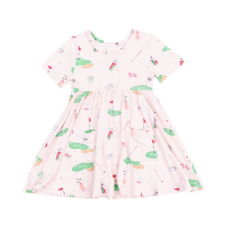 Angel Dear Twirly Short Sleeve Dress - Golf Things Pink