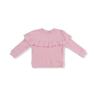 Angel Dear V- Ruffle Waffle Top and Rib Flare Pant Set - Petite Cowgirl Boots
Pink ruffled sweater on a white background