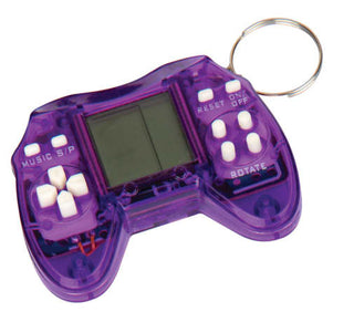 Playmaker World's Tiniest Brick Stacker
Purple handheld electronic device with buttons and a screen on a white background