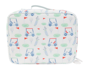 Apple of My Isla The Lunchbox - Golf Children's lunch bag with golf-themed design on a white background