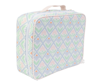 Apple of My Isla The Lunchbox - Pastel Floral Rectangular storage bag with a geometric pattern on a white background