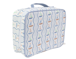 Apple of My Isla The Lunchbox - Sailboats Rectangular fabric case with boat pattern on a white background