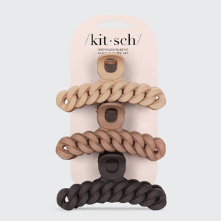 Kitsch Eco-Friendly Chain Claw Clip 3pc Set - Neutral