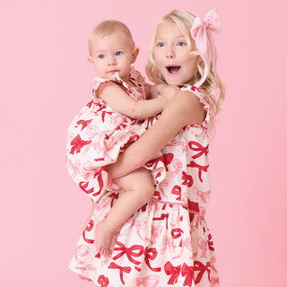 Pink Chicken Girls Camelia Dress - Valentines Bows